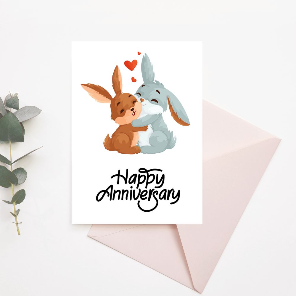 Hugging Bunnies Anniversary Card