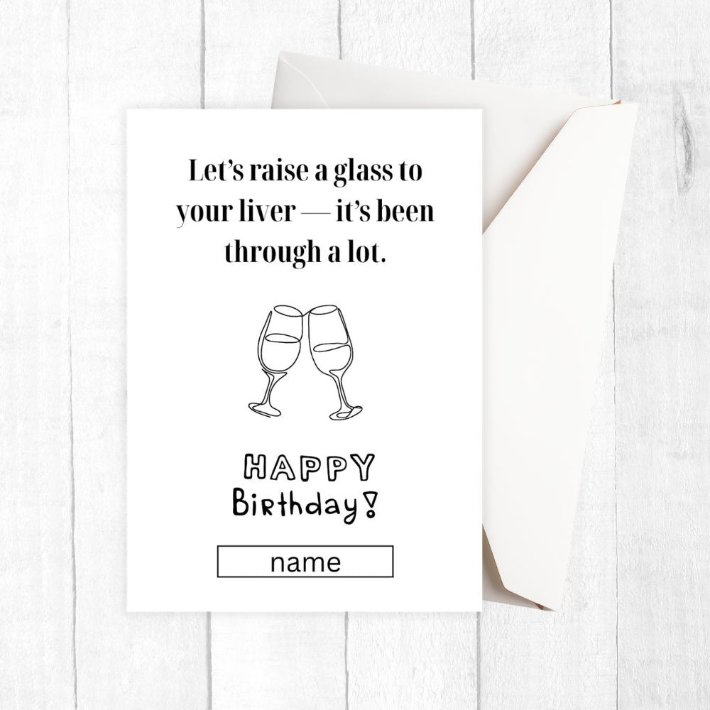 RAISE GLASSES BIRTHDAY PERSONALISED CARD