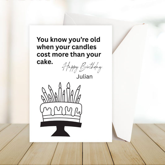 CANDLES BIRTHDAY PERSONALISED CARD