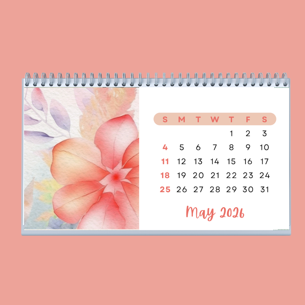 FLORAL DESK CALENDAR 2026