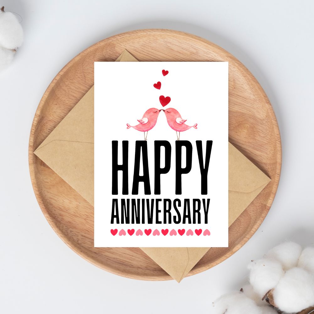 Kissing Birds Anniversary Card