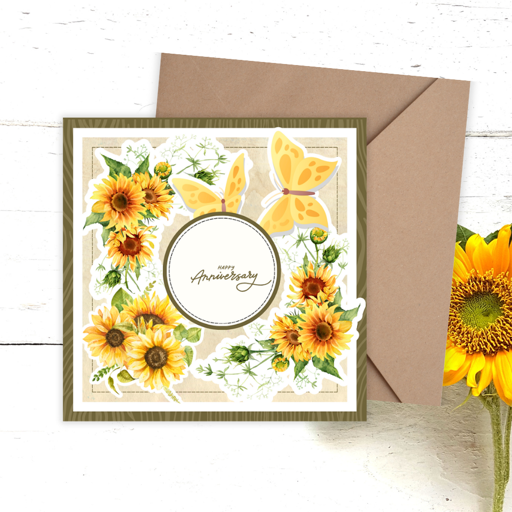 3D SUNFLOWERS ANNIVERSARY CARD