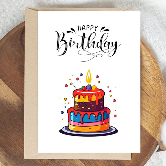 Vibrant Birthday Cake Card