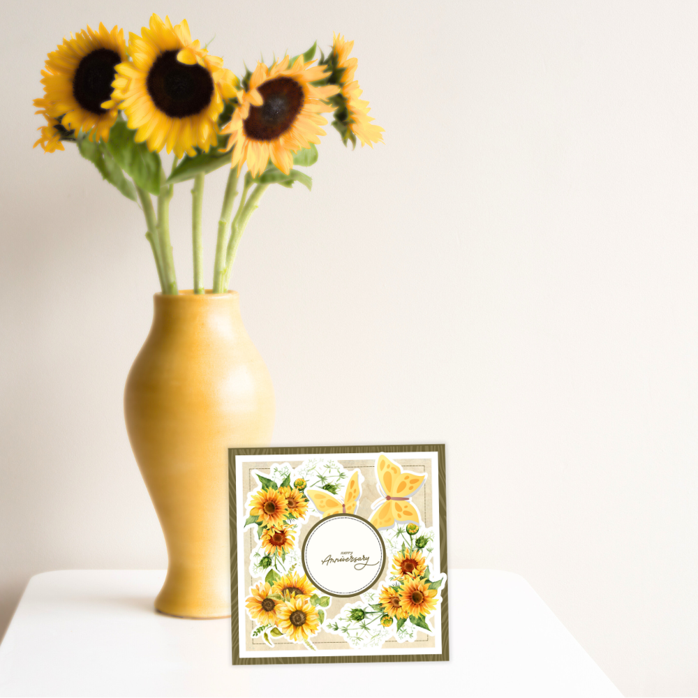 3D SUNFLOWERS ANNIVERSARY CARD
