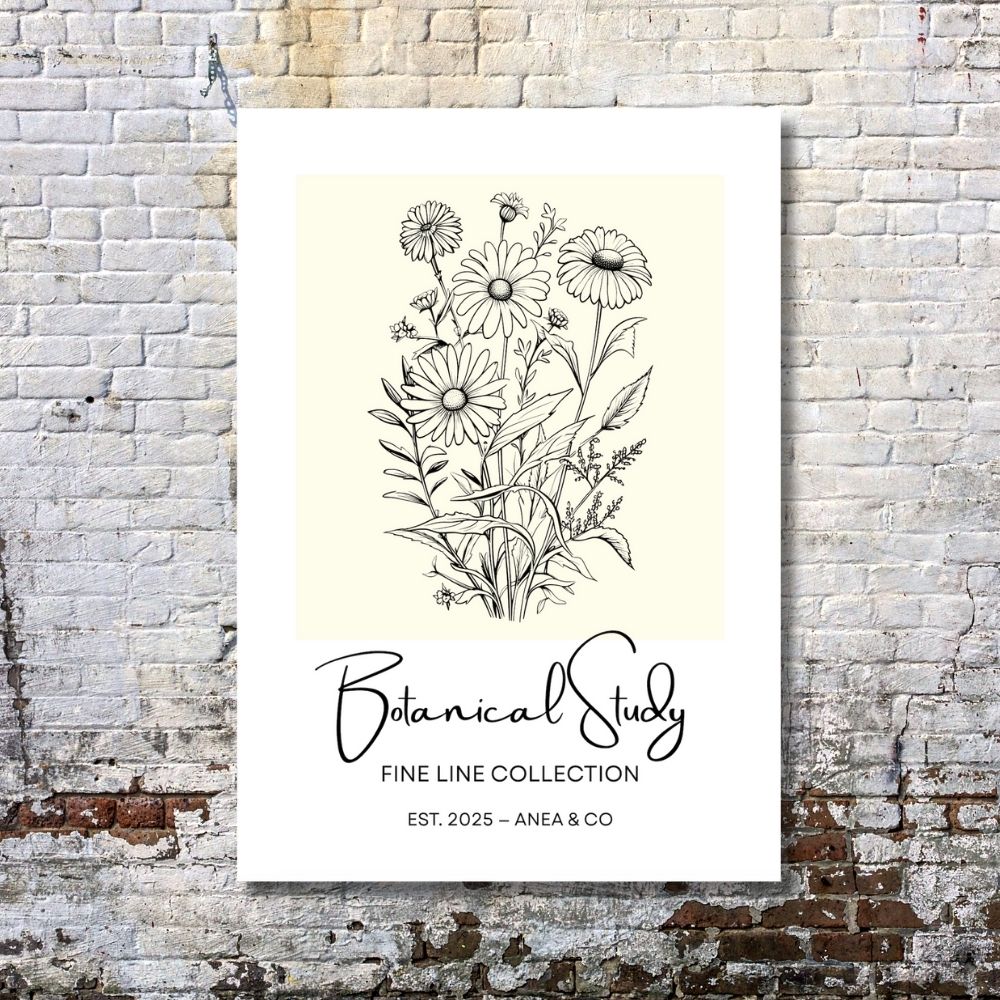 Botanical Study Collection floral poster featuring detailed botanical illustrations by ANEA