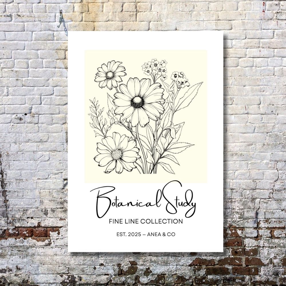Botanical Study Collection floral poster featuring detailed botanical illustrations by ANEA