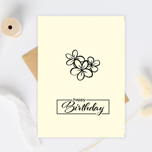 Birthday card with floral design and 'happy Birthday' text on a light background. Gentle Flowers Happy Birthday Card
