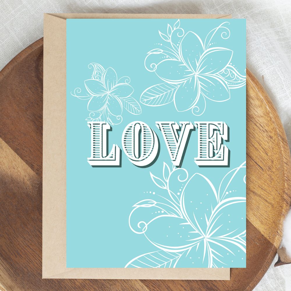 Floral Love Valentine Card with romantic flower design by ANEA.