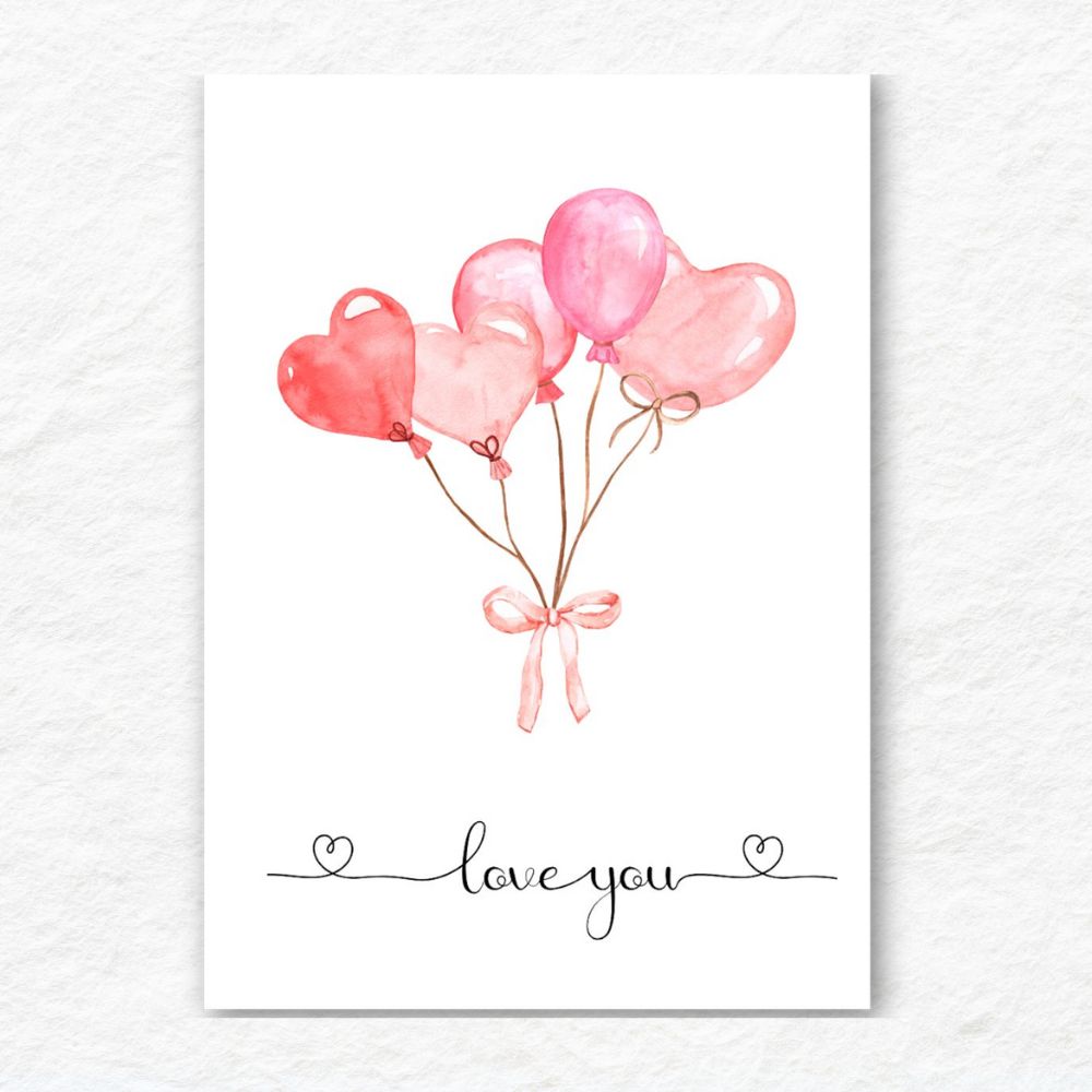 Love You Valentine card with romantic design by ANEA.