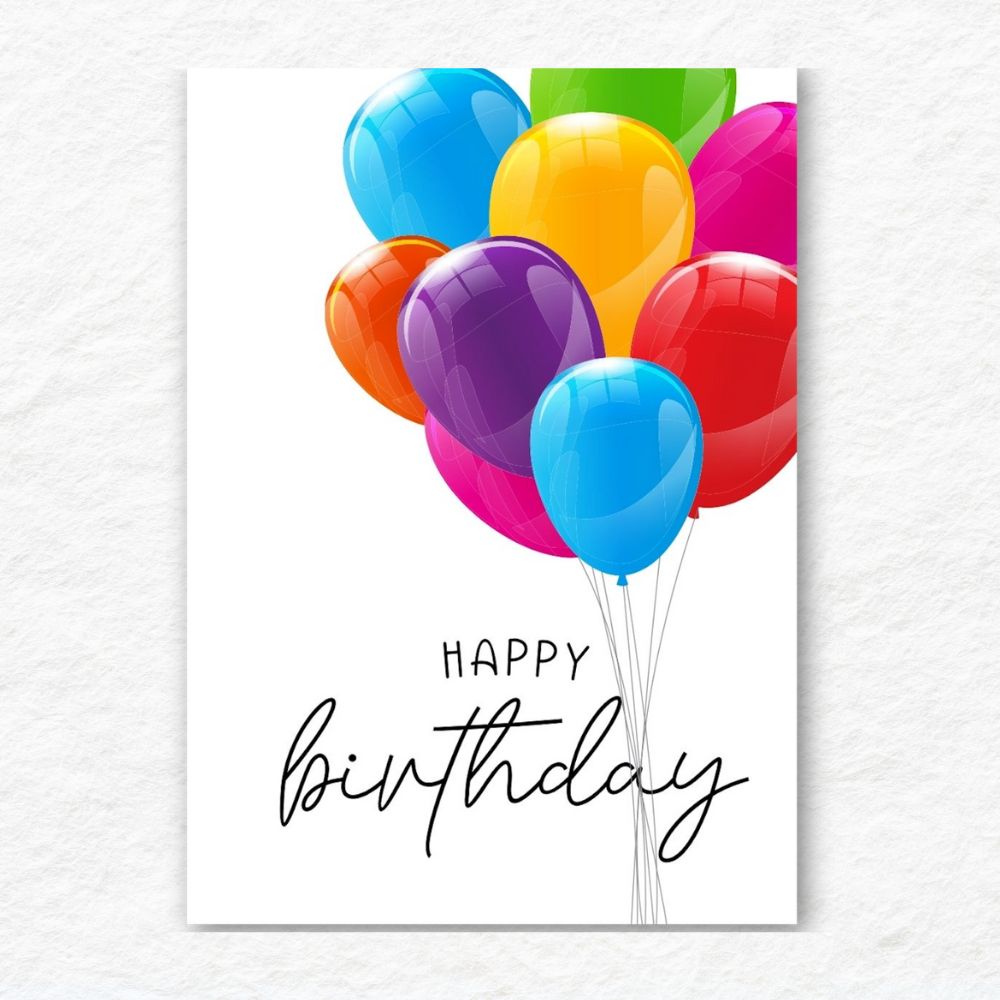 Beautiful Lustre Balloons Birthday Card with shiny finish by ANEA.Lustre Balloons Birthday Card