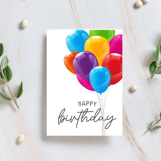 Beautiful Lustre Balloons Birthday Card with shiny finish by ANEA. Lustre Balloons Birthday Card