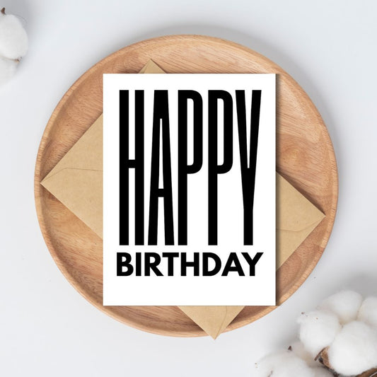 Minimalist Simple Bold Birthday Card with clean design and modern typography by ANEA. Minimalist Bold Happy Birthday You Card
