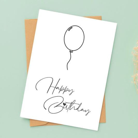 Minimalist Birthday Card with clean design by ANEA. Minimalist Happy Birthday Card