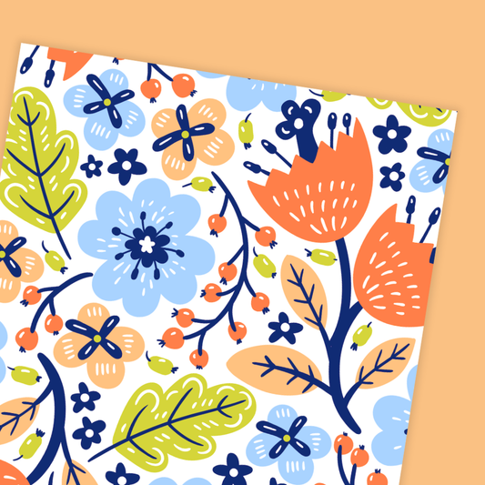 Colourful floral pattern on a white background. Sweet Flowers Pattern Birthday Card