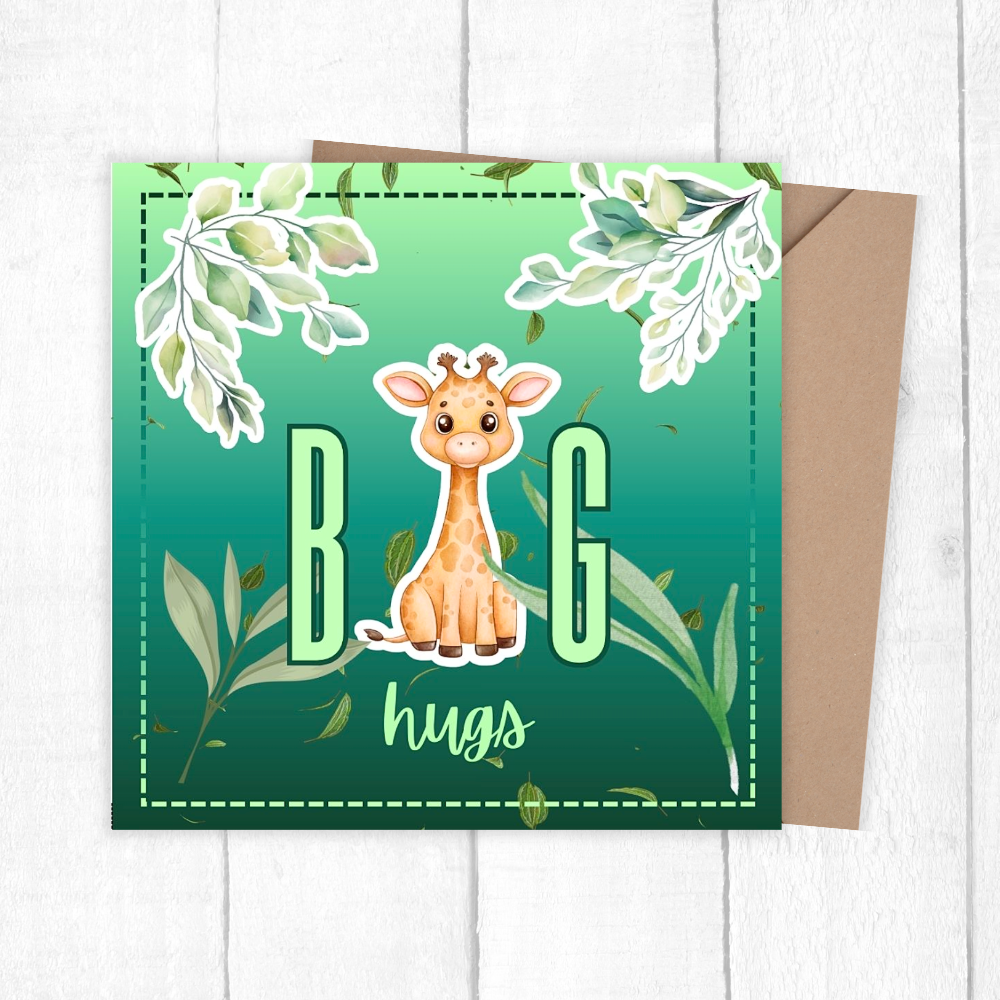 The 3D Big Hugs Giraffe Greeting Card. Perfect for birthdays, get-well wishes, or just because, it’s a cheerful keepsake that shows you care in the sweetest way.