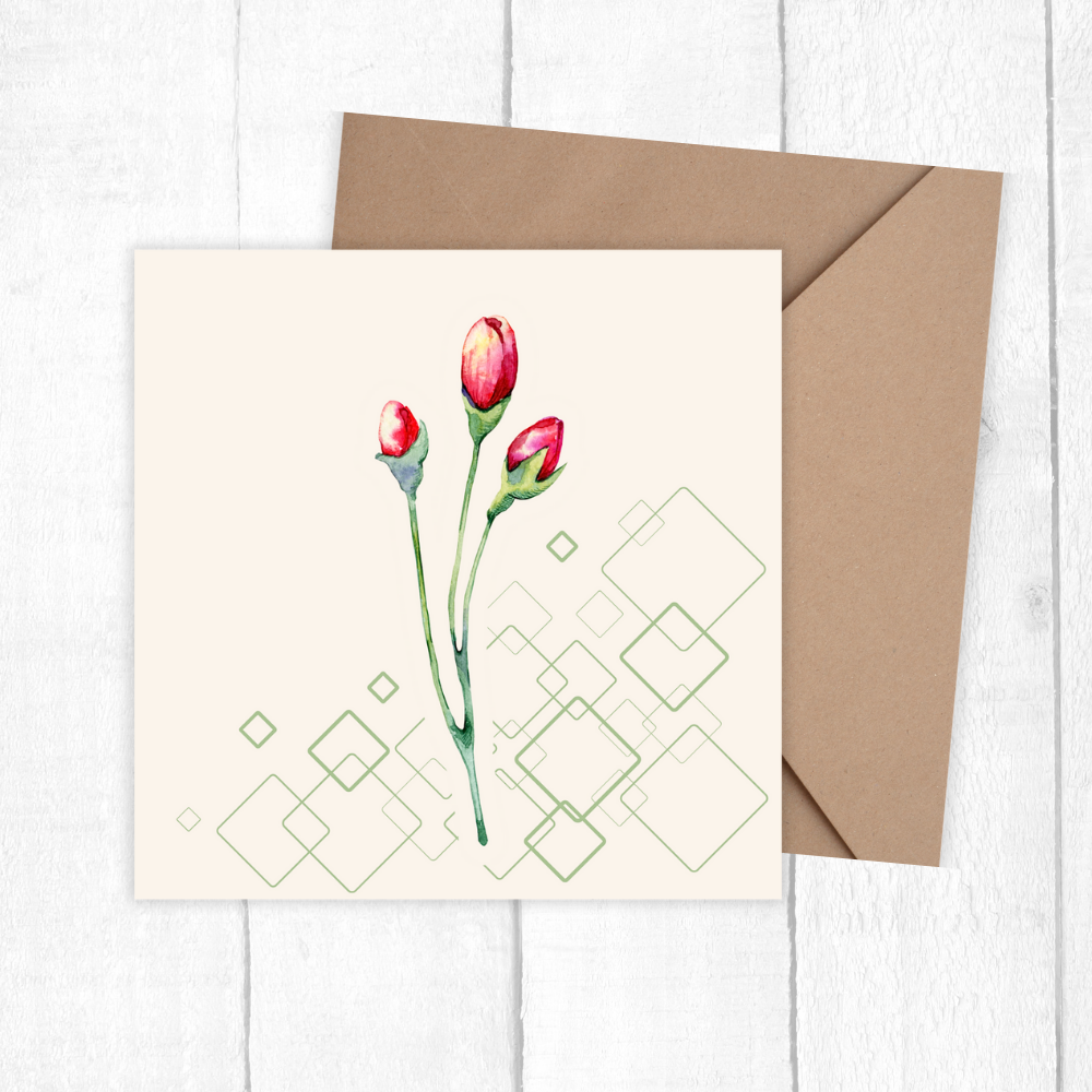 The Floral Card bursts with vibrant blooms, delicately illustrated to brighten any day. Perfect for birthdays, thank-yous, or just because, it’s a beautiful keepsake they’ll cherish long after the moment has passed—no watering required.