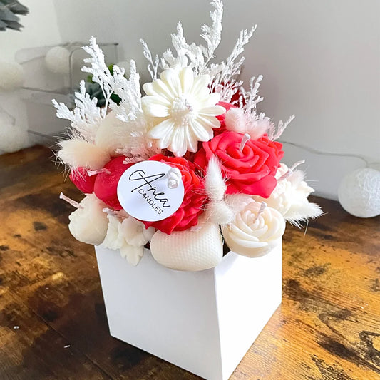 WHITE & RED ROMANTIC PREMIUM CANDLE BOUQUET