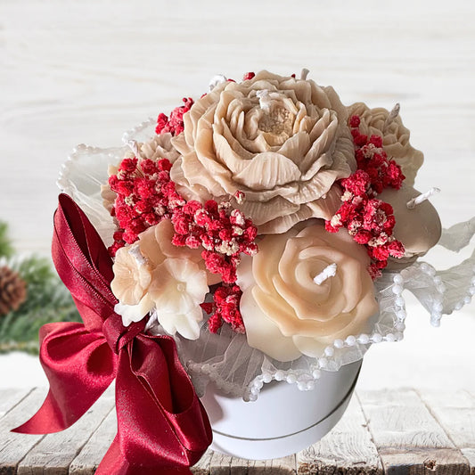 CREAM CHRISTMAS CANDLE BOUQUET