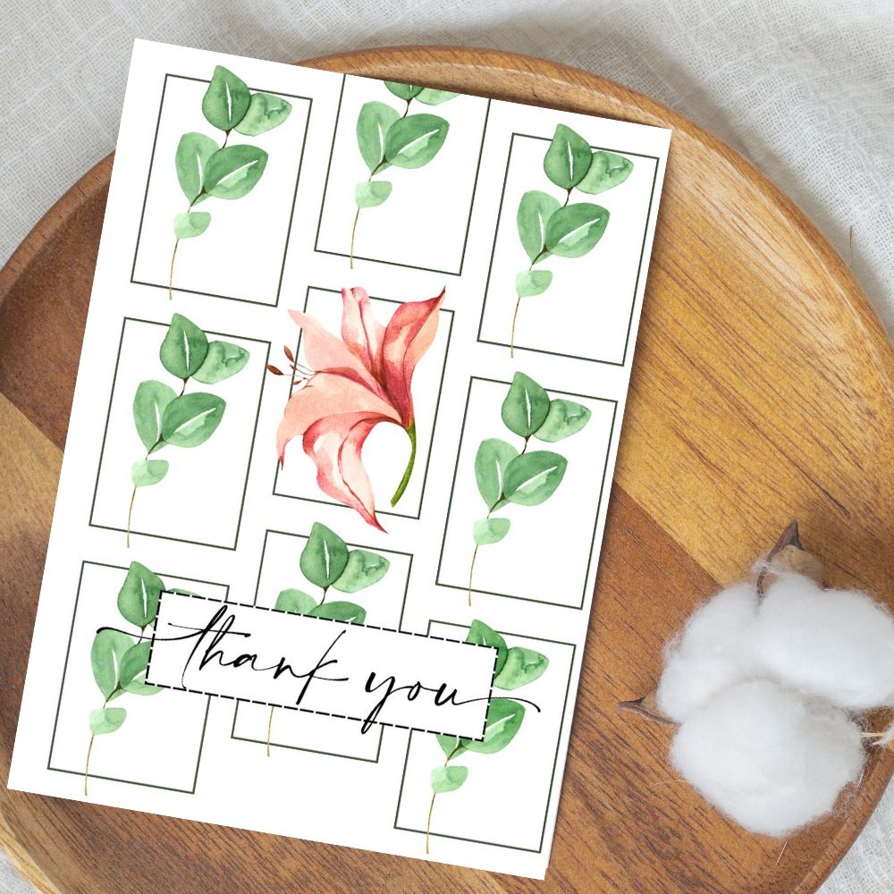 Botanical Thank You Card featuring elegant plant illustrations by ANEA