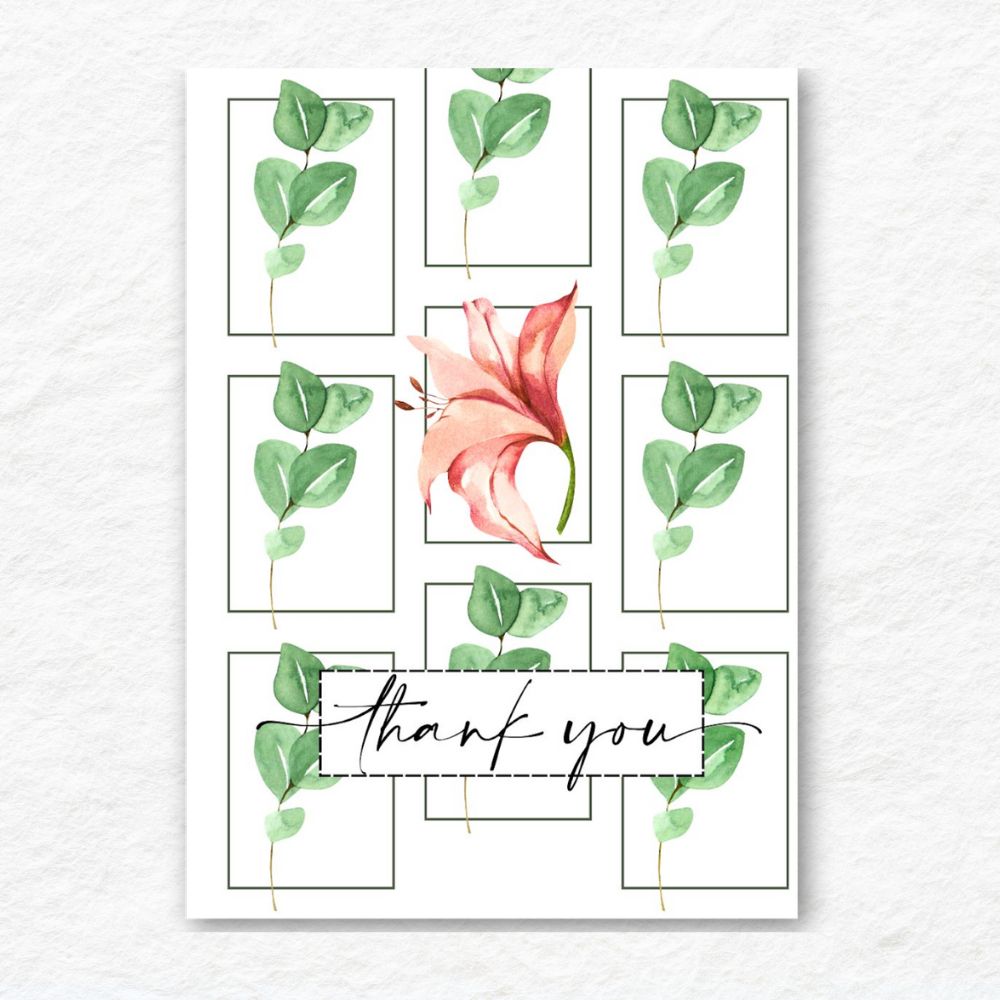 Botanical Thank You Card featuring elegant plant illustrations by ANEA