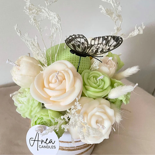 WHITE & GREEN CANDLE BOUQUET