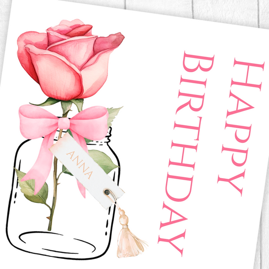 3D ROSE IN THE JAR BIRTHDAY CARD