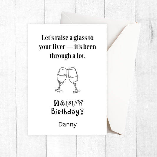 RAISE GLASSES BIRTHDAY PERSONALISED CARD
