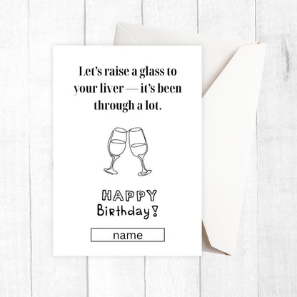 RAISE GLASSES BIRTHDAY PERSONALISED CARD