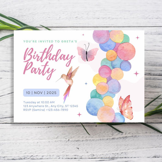 BUTTERFLIES PARTY PERSONALISED INVITATIONS