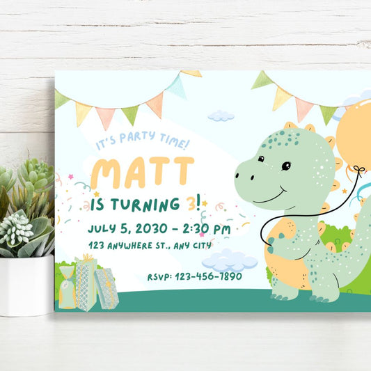 DINO PARTY PERSONALISED INVITATIONS
