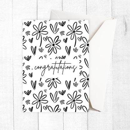 Sketch Flowers Congratulations Card