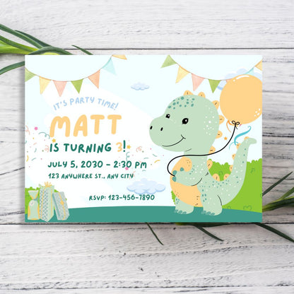 DINO PARTY PERSONALISED INVITATIONS