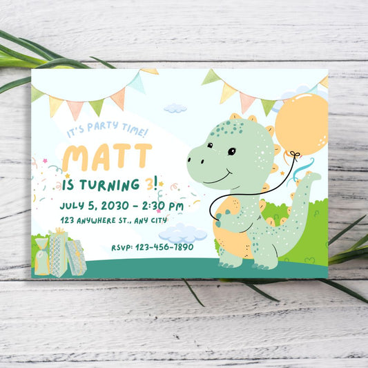 DINO PARTY PERSONALISED INVITATIONS