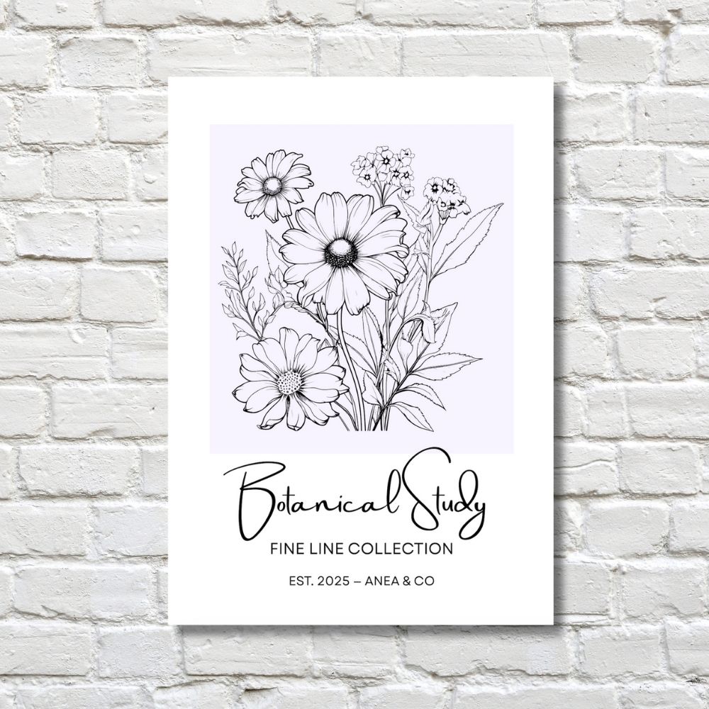 Botanical Study Collection floral poster featuring detailed botanical illustrations by ANEA