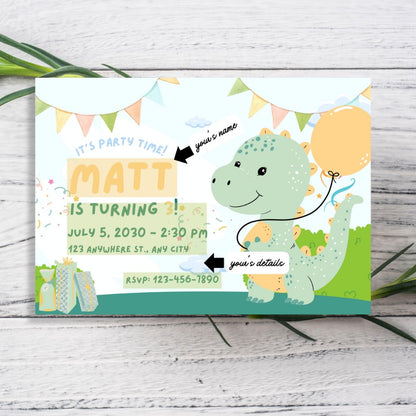 DINO PARTY PERSONALISED INVITATIONS