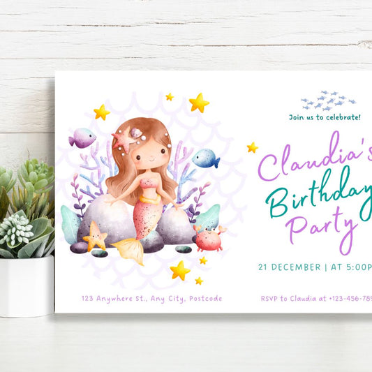 LITTLE MERMAID PERSONALISED BIRTHDAY INVITATIONS