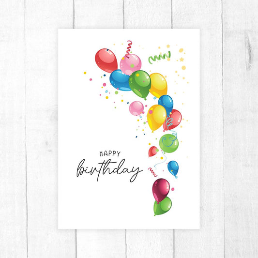 Birthday card with balloons design, wholesale by ANEA.