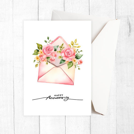 FLOWER LETTER ANNIVERSARY CARD