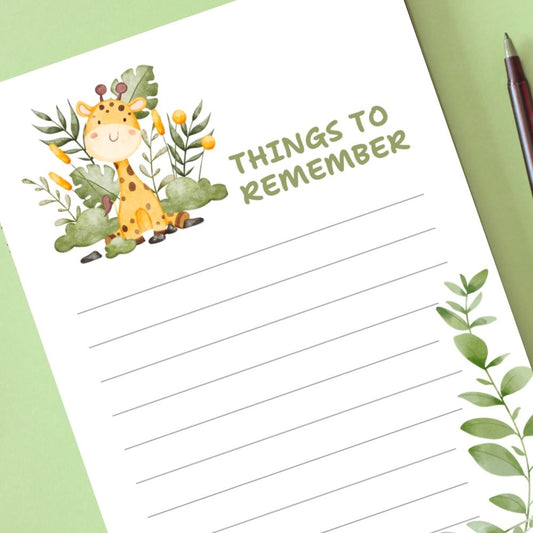 GIRAFFE THINGS TO REMEMBER A6 NOTEPAD