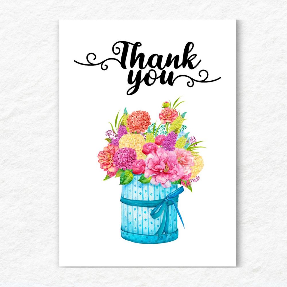 Beautiful bouquet thank you card with floral design by ANEA.