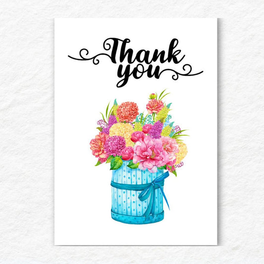 Beautiful bouquet thank you card with floral design by ANEA.