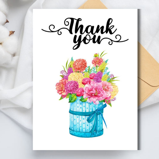 Beautiful bouquet thank you card with floral design by ANEA.