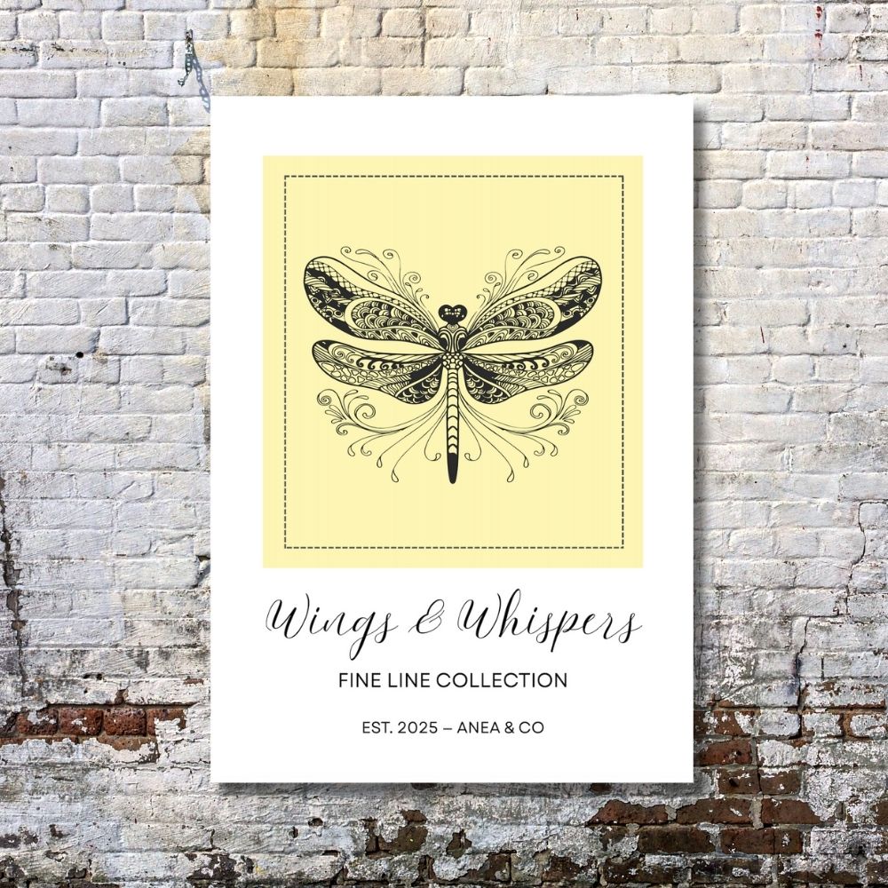 Wings & Whispers Fine Line Collection butterfly poster featuring delicate line art by ANEA