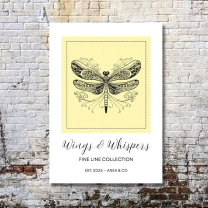 Wings & Whispers Fine Line Collection butterfly poster featuring delicate line art by ANEA
