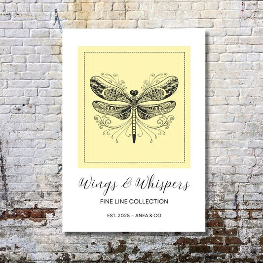 Wings & Whispers Fine Line Collection butterfly poster featuring delicate line art by ANEA