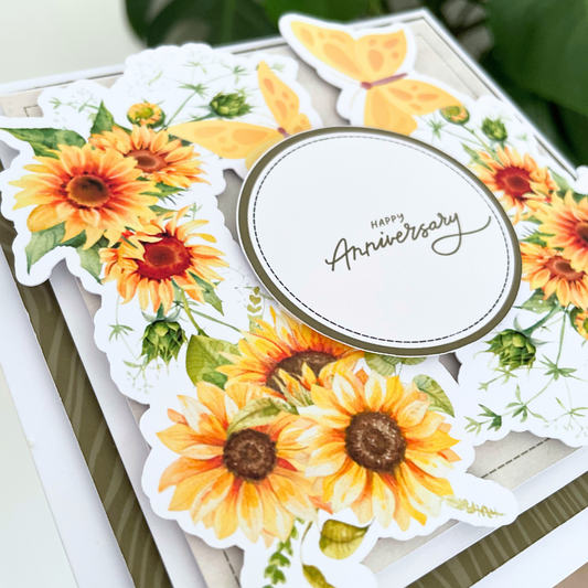 3D SUNFLOWERS ANNIVERSARY CARD