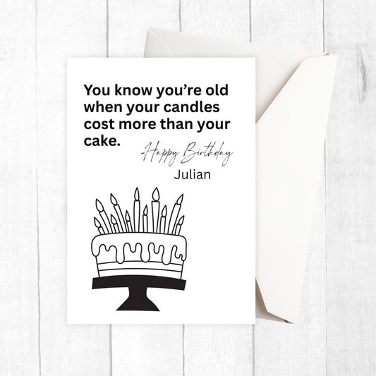 CANDLES BIRTHDAY PERSONALISED CARD