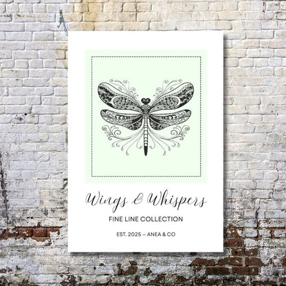 Wings & Whispers Fine Line Collection butterfly poster featuring delicate line art by ANEA