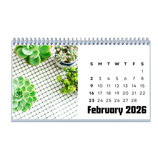Succulent Office Desk Calendar 2026