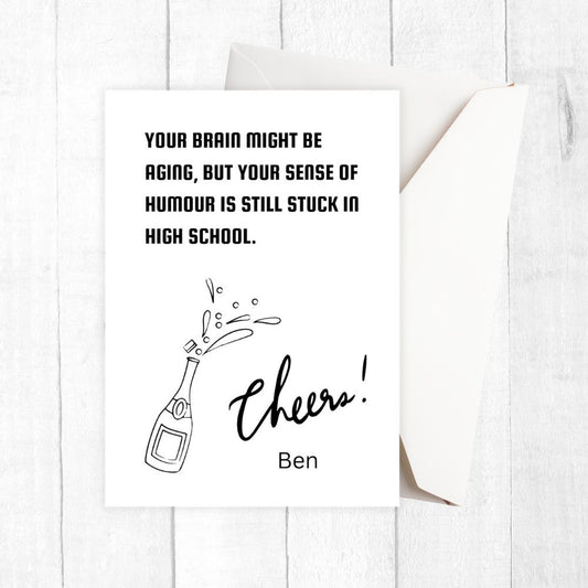 CHEERS BIRTHDAY PERSONALISED CARD